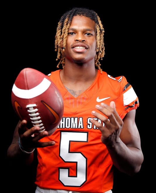 Oklahoma State's Jaden Bray poses for a photograph during media for the Oklahoma State University Cowboys football media days in Stillwater, Okla., Saturday, Aug., 5, 2023.