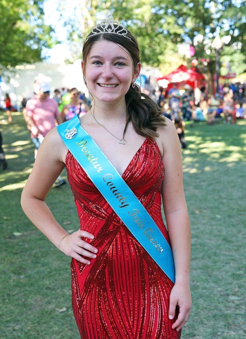 Scholarship winner Hailey Burton of Decatur Country waits backstage before the annual Iowa State Fair Queen Coronation on the Anne and Bill Riley Stage at the Iowa State Fair on Saturday, August 12, 2023, in Des Moines.