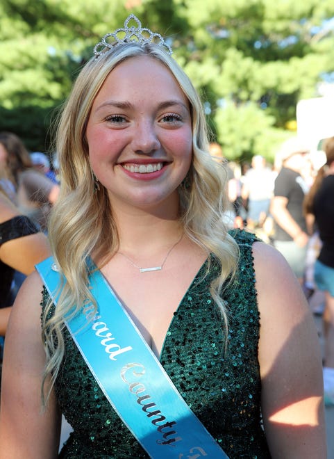 Ava Ferrie of Howard County waits backstage before the annual Iowa State Fair Queen Coronation on the Anne and Bill Riley Stage at the Iowa State Fair on Saturday, August 12, 2023, in Des Moines.