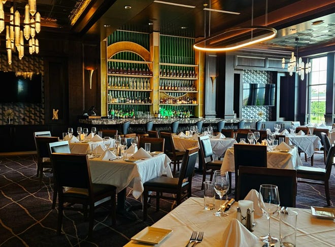 The largest private dining room has its own bar and patio at Ruth's Chris Steak House in West Des Moines. The 15,000-square-foot restaurant opens on Aug. 14, 2023.